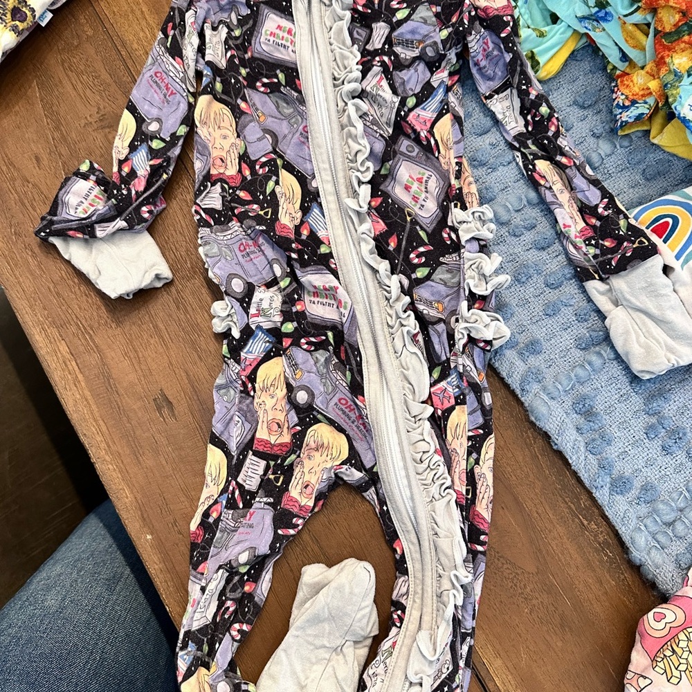 Home Alone print bamboo convertible footie